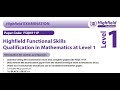 Functional Skills Maths L1 Practice Exam 1 Highfield