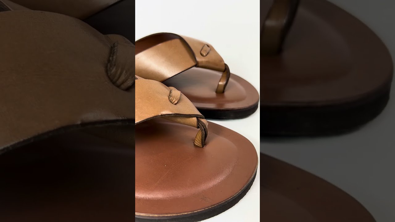 Ivan Troy Italian Handmade Men's Leather Sandals - Nario Brown Leather Sandal - Summer Shoes