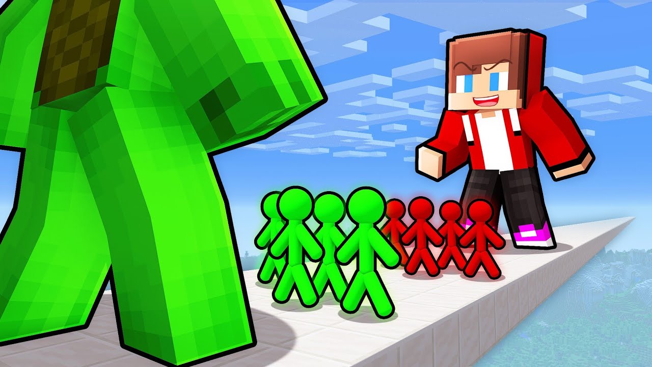 Challenge JJ and Mikey Red vs Green - Maizen Minecraft Animation