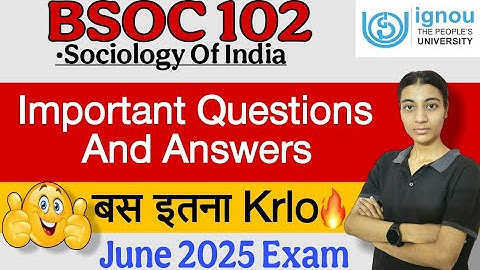 BSOC 102 |Important Questions And Answers| June 2025 Exam| Ignou classes by Nisha |IGNOU