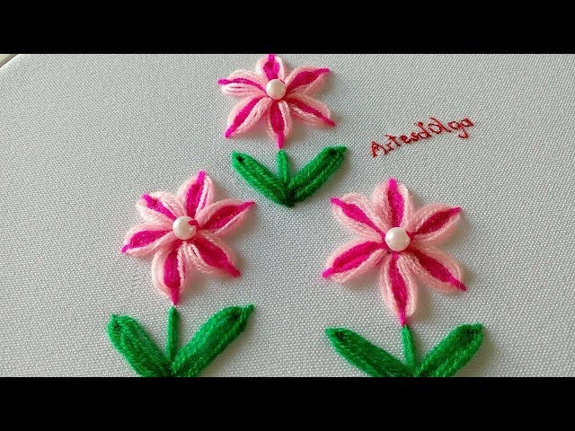 Hand Embroidery: Double Color Flowers with Ring Stitch | ArtesdOlga