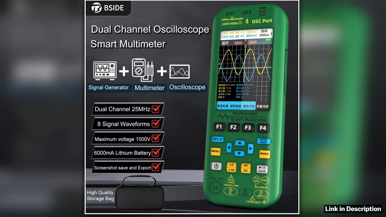 BSIDE O7 O9 Handheld digital oscilloscope Multimeter Function Signal generator 3IN1 Dual channel 25