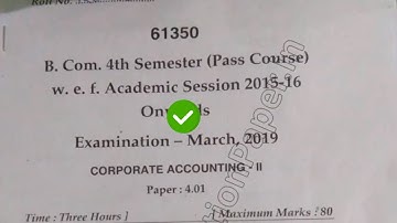 2019 Mdu BCom Pass Re appear 4th Sem Corporate Accounting Question Paper