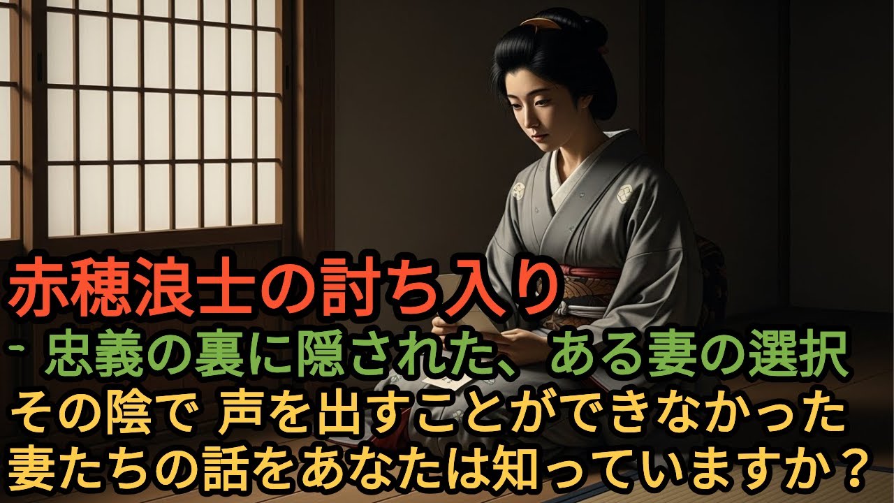 忠義の影で - 赤穂浪士の妻たちが選んだ沈黙の物語【歴史の裏側】