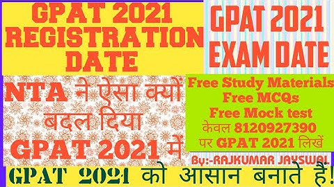 GPAT 2021 Exam form date and Exam date, Gpat 2021 Registration || Gpat Application form || GPAT 2021