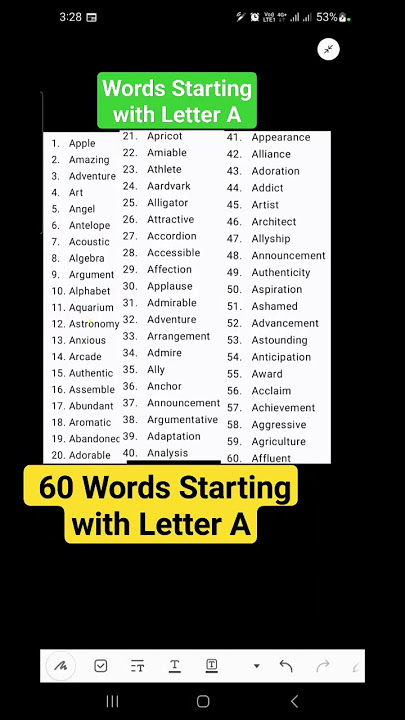 Words Starting with Letter A II 60 Words Starting with Letter A||A Letter Words||A Words #words