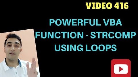 Learn MS Excel -Video 416-  VBA - Know STRCOMP function