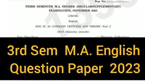LITERARY CRITICISM AND THEORY - Part 2         |         3rd Sem    M.A. English    2023 #calicut