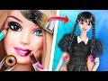 BARBIE Doll Transformation To Wednesday | 5 DIY Crafts Ideas image