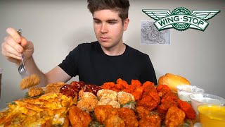 WINGSTOP Boneless Wings FEAST + Cheesy Voodoo Fries (Mukbang)