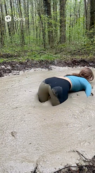 Woman stuck in thick quicksand #quicksand