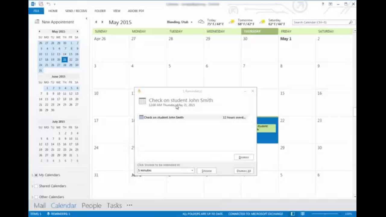 Microsoft Outlook 2013 Add calendar event reminder YouTube