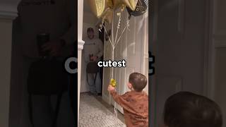 Cute Baby Wish Dad Happy Birthday by giving balloons #shorts