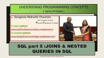 SQL Joins/Nested Queries Class XI | XII  Unit III Database Management By Sangeeta M Chauhan