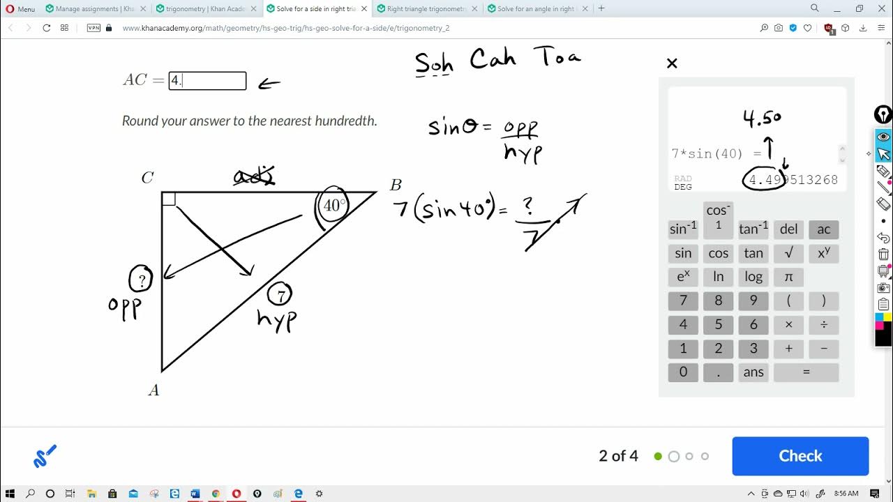 Solve for a side in right triangles Khan Academy YouTube