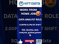 🔥Work from Home Job| NTT Data Hiring for Data Analyst role| #ytshorts #workfromhome #itjobs