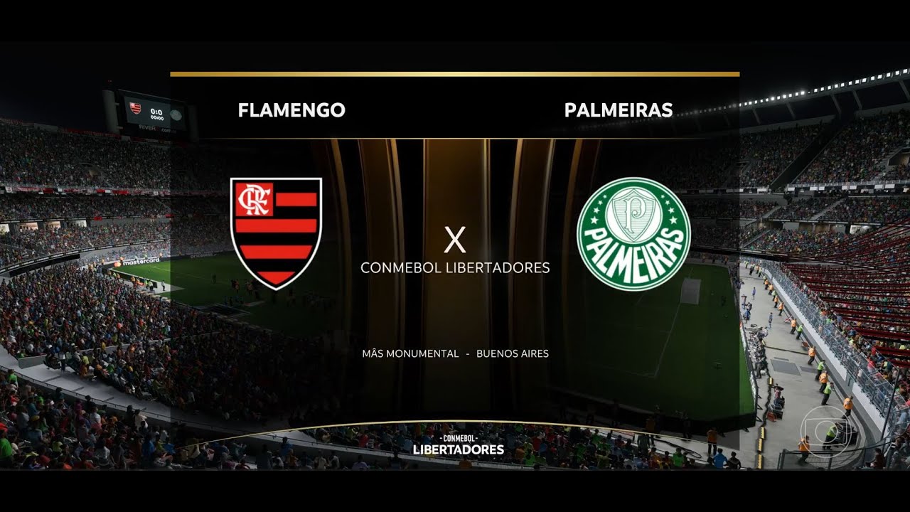 PALMEIRAS VS FLAMENGO ( FINAL LIBERTADORES 2025) TV GLOBO - SIMULAÇÃO -  JOGO COMPLETO.