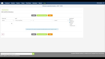 ThinkWave School Admin Software, Setup | Attendance Tab