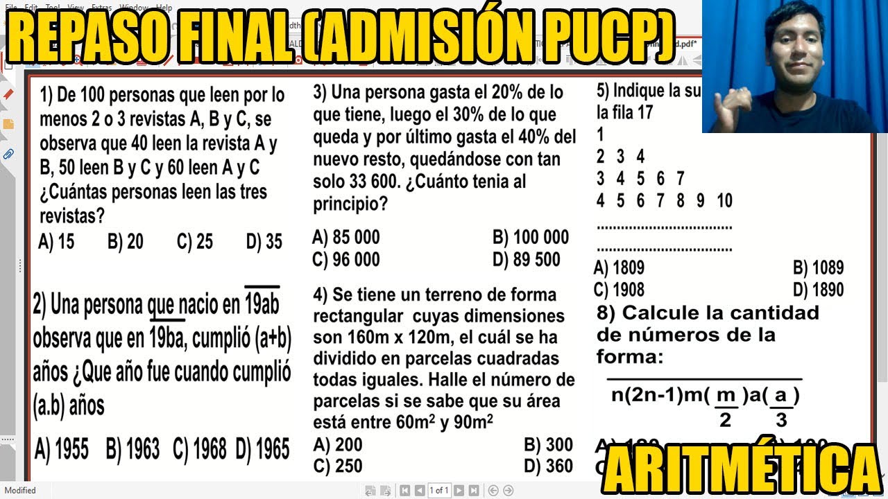 REPASO FINAL ADMISION PUCP ( ARITMÉTICA) LAS FIJAS