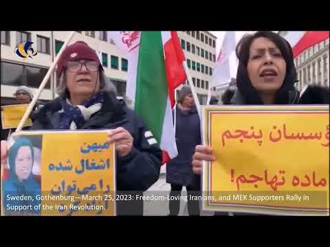 Sweden, Gothenburg—March 25, 2023: MEK Supporters Rally in Support of the Iran Revolution.