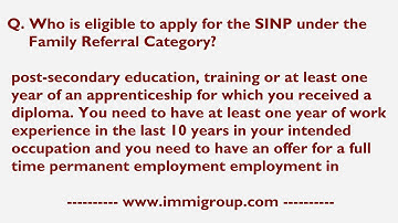 Who is eligible to apply for the SINP under the Family Referral Category?