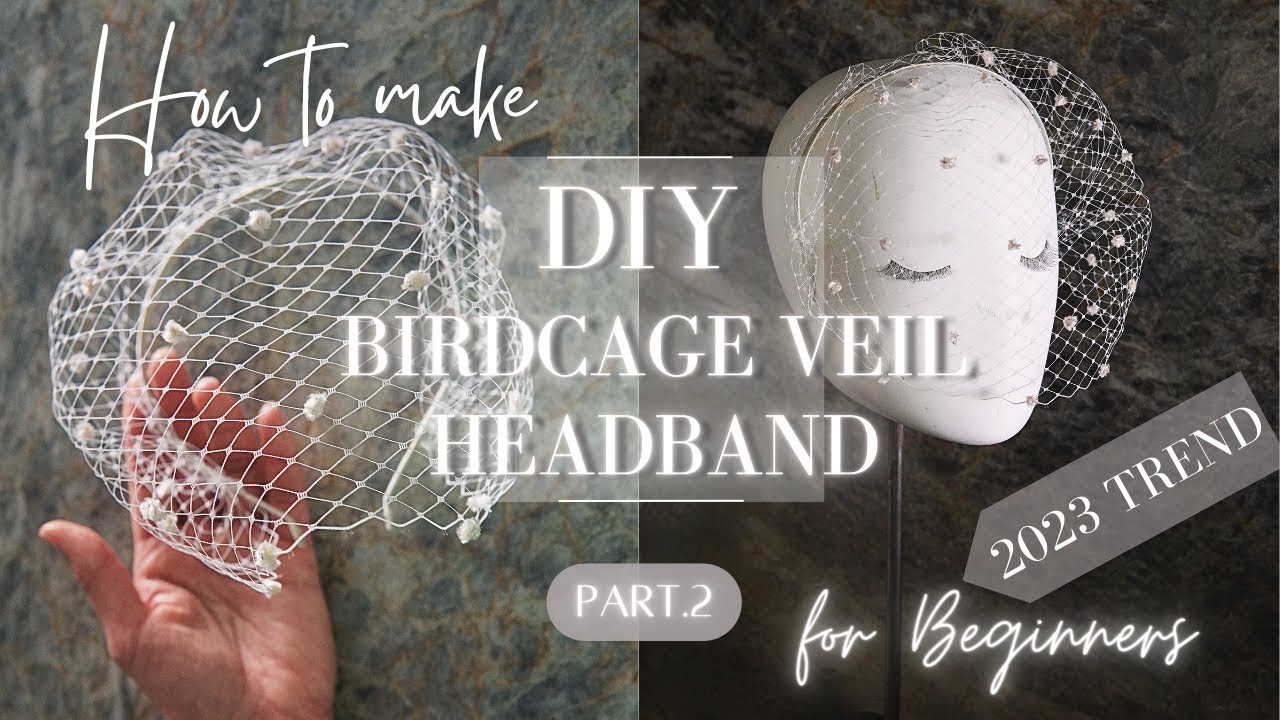 【DIY Bridal】How to make a birdcage veil headband with embroidery lace flowers/ for beginners 👑★★☆☆☆