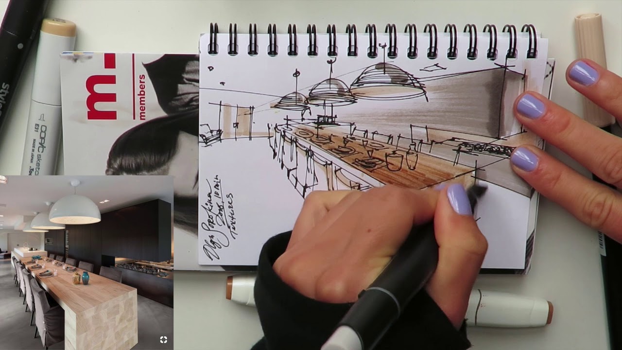 👩🏼‍🎨HOW TO DRAW WOOD IN INTERIOR: Marker technique - YouTube