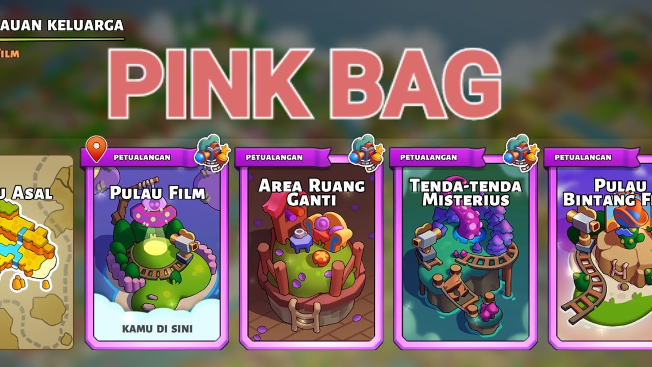 film island pink bag, bag pink film island, kantong pink family island ...