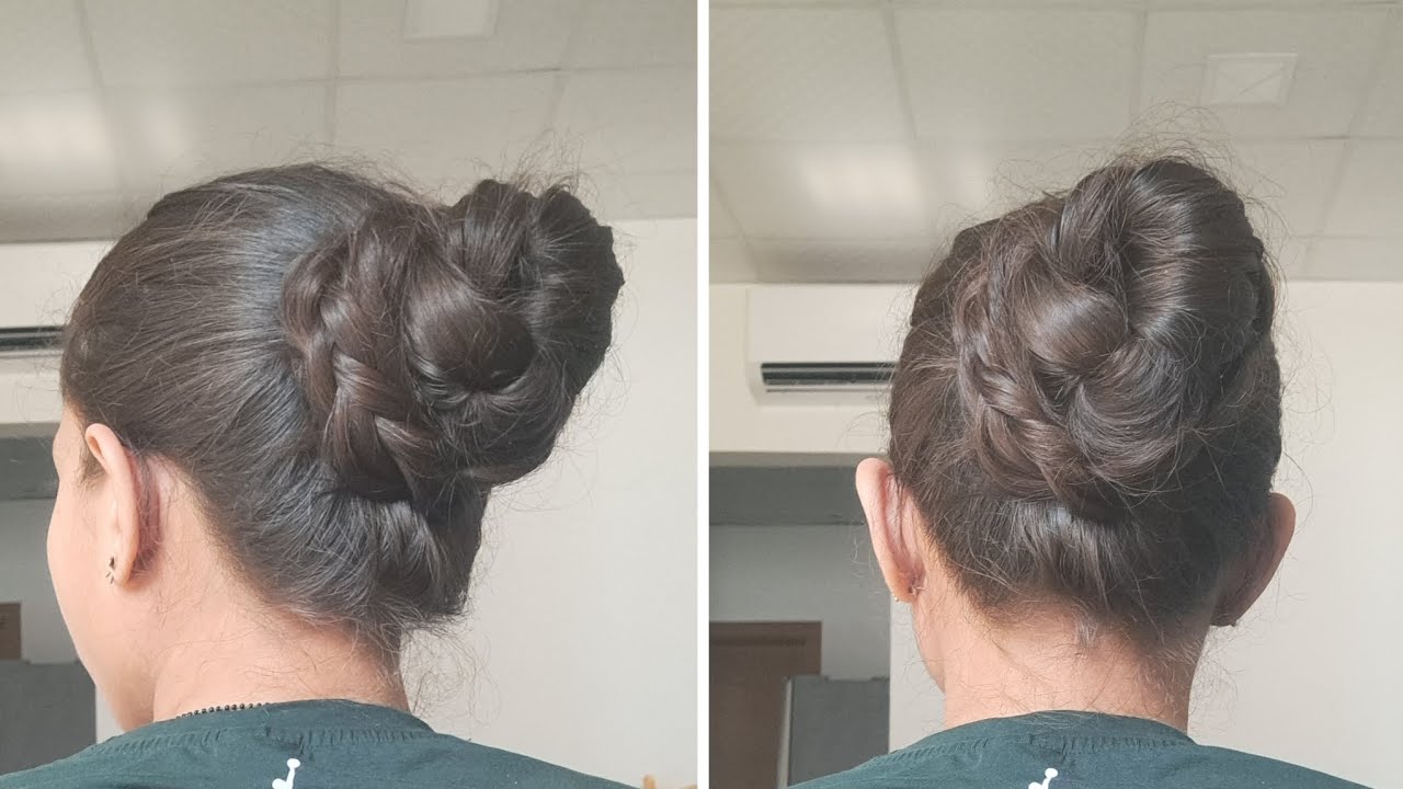 High Knotted Bun Hairstyle Messy Bun Hairstyle For Medium To Long