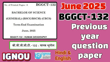 BGGCT 132 - Human Geography ignou previous year question paper du / मानव भूगोल / Ignou