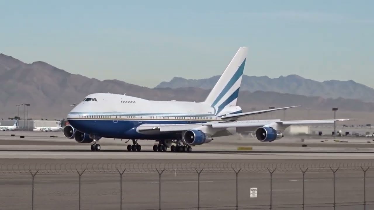 Las Vegas Sands Boeing 747SP-31(VP-BLK) departing and arriving at Las Vegas!