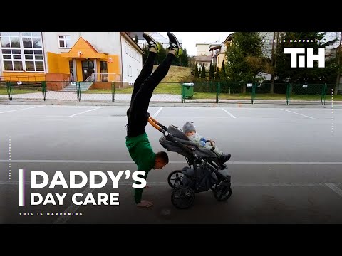 Parkour Dad Plays With His Kid While Performing Various Tricks