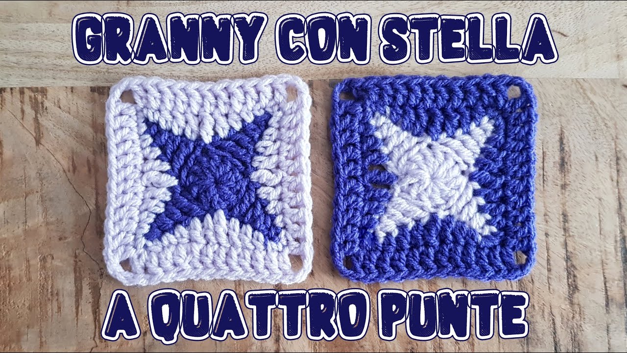 uncinetto: piastrella granny con stella a quattro punte
