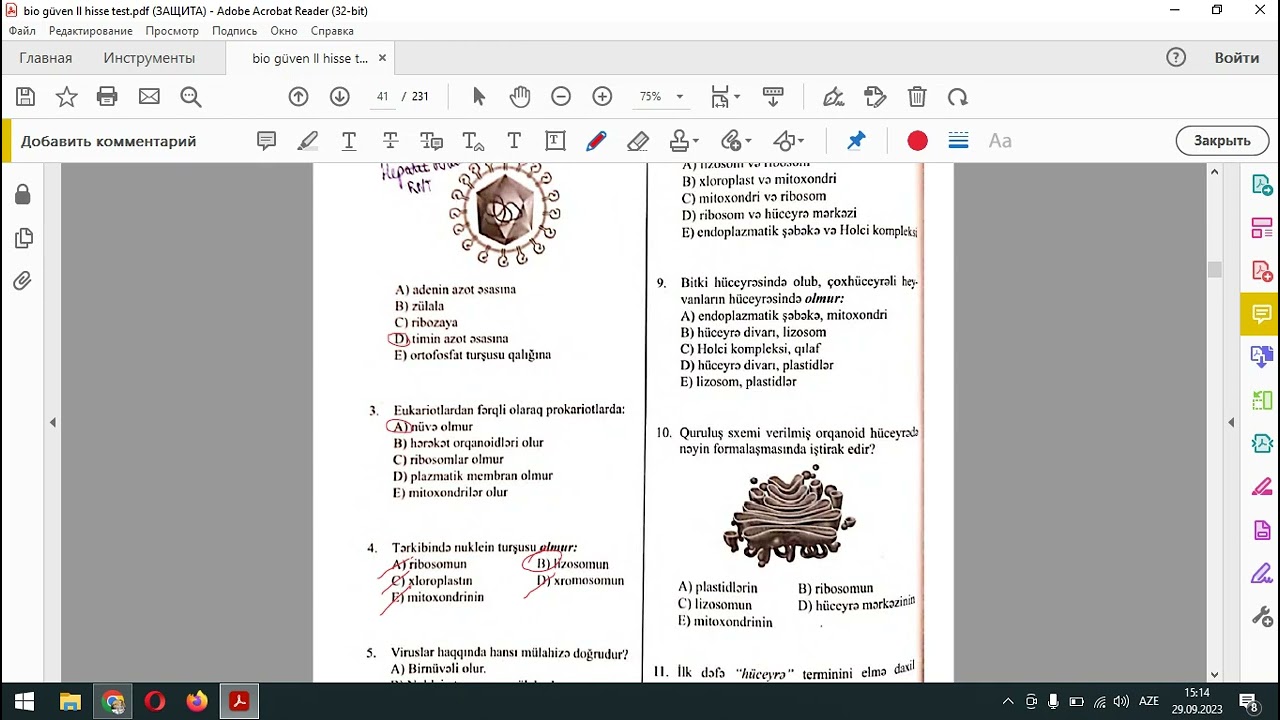 Güvən 2-ci hissə Sitologiya bəhsinin testlərinin izahı🌻