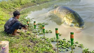 Unique Fishing Video 2024 | Village Boy Catching Fish With Bottle Trap In Pond