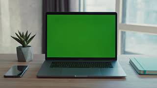 Green Screen Chroma Key Computer Laptop Show Green Screen Views For Social Marketing 4K Hd