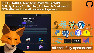 FULL-STACK Crypto AI Quiz App: React 19, Python, Solidity, Llama 3.1,  Arbitrum & Soulbound NFTs