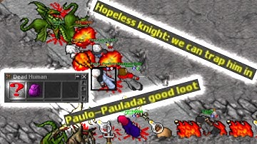 (PK) They found the enemy! Trapped him! Nice loot! (Amera 2006 - RL Tibia 7.6) Hopeless knight