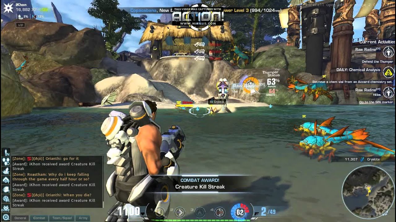 Firefall: Thumping with a stock thumper.