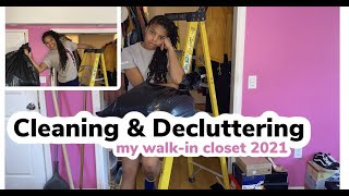 Cleaning &amp; Decluttering my walk-in closet 2021