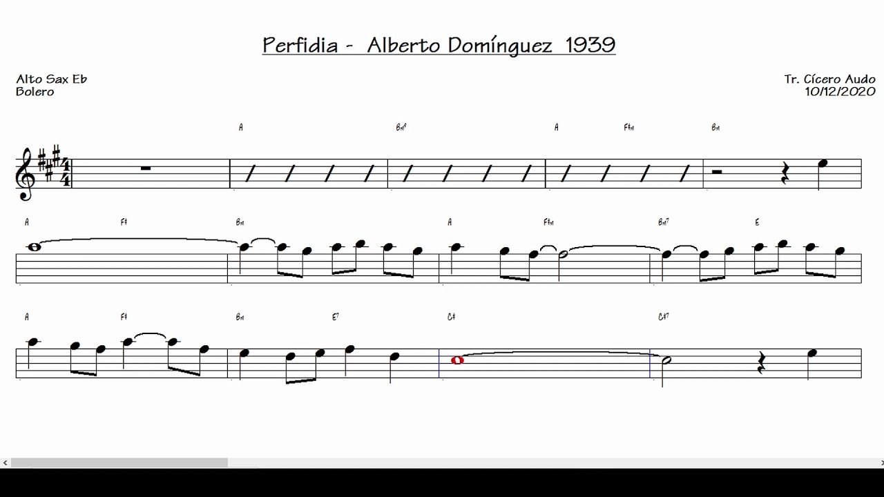 Perfidia - Alberto Domínguez 1939 (Alto Sax Eb) [Sheet music]