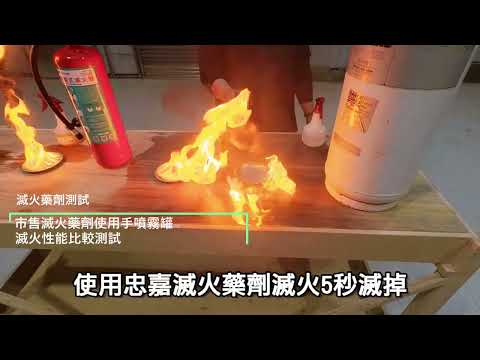 市售水性滅火器藥劑使用手壓式噴霧罐滅火測試