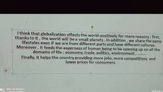 فقرة حول العولمة globalization