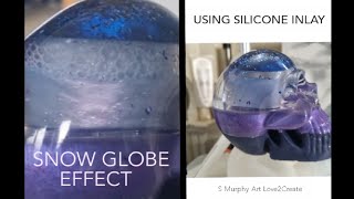 Resin and Jesmonite SKull   with DIY Silicone inlay detail   Water globe effect  Snow globe look