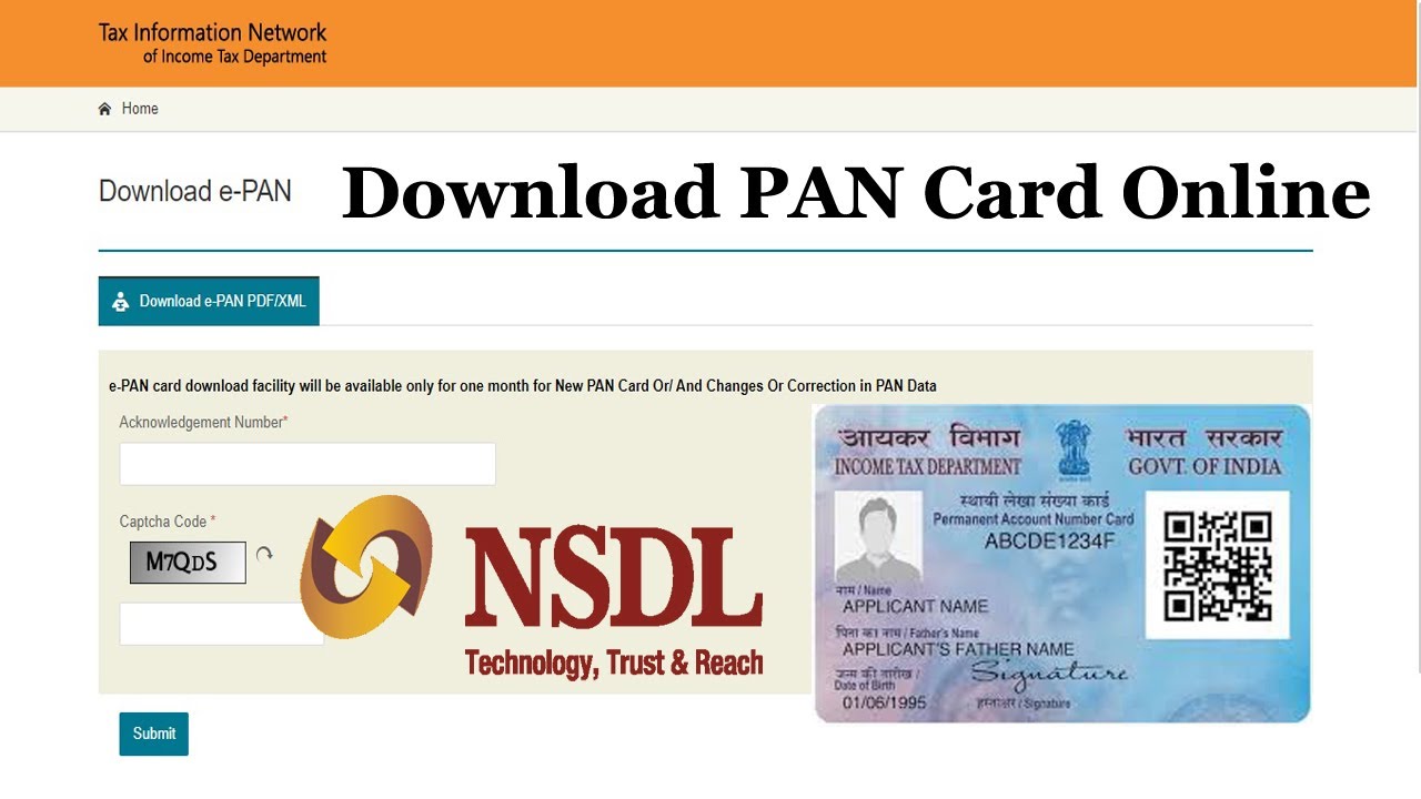 visit the download e pan nsdl portal