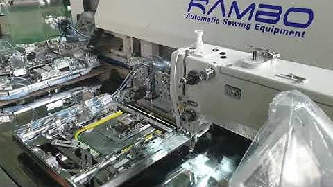 RAMBO RM-310PWF Automatic pocket with flap setter with RAMBO RM-311G head testing before shipping