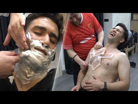 💈 ASMR TICKLE CHEST & ARMPIT MASSAGE + RAZOR SHAVE + CRACKS + CHEST WAX + Barber Deep Sleep Massage thumbnail