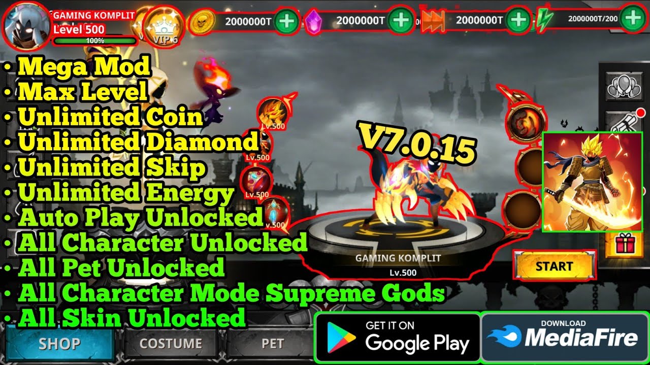 Stickman Legends Mod Apk Terbaru 2025 Unlock All Character - Level Max - Unlimited Diamond