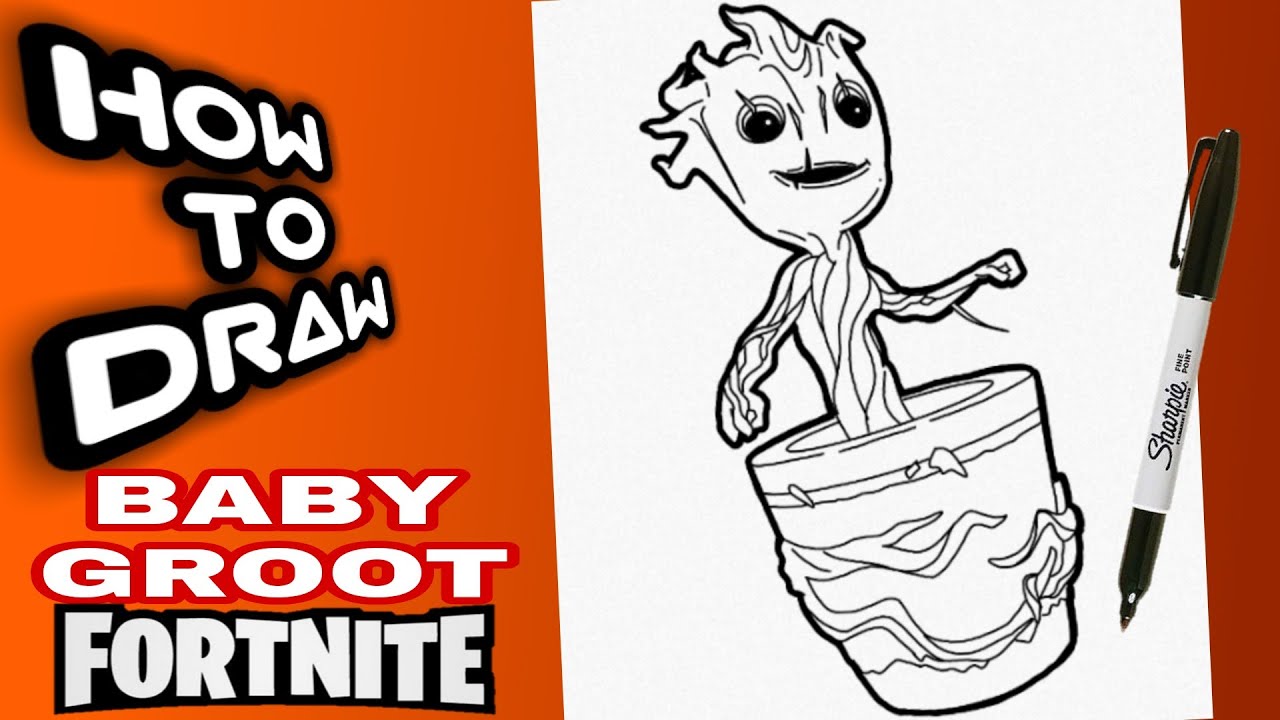 HOW TO DRAW BABY GROOT FROM FORTNITE | como dibujar a baby groot de  fortnite | FORTNITE DRAWINGS - YouTube