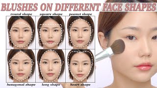 Blush on different face shapes / blush placement / blush shape / blush look / blush how to